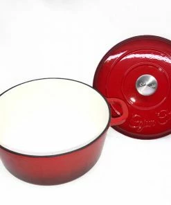 Cajun Classic Enamel Coated Red Dutch Oven - 4.5 Quart Cast Iron Cookware