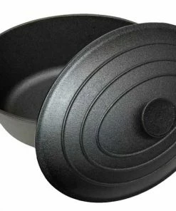 Cajun Classic Oval Seasoned Cast Iron Casserole Pot - 6 Quart