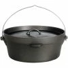 Cajun Classic Seasoned Camp Dutch Oven W/ Biscuit Lid - 6 Qt Cast Iron Cookware