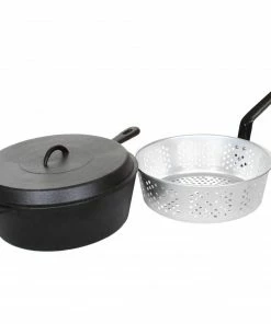 Cast Iron Cookware Cajun Classic Seasoned Cast Iron Chicken Fryer