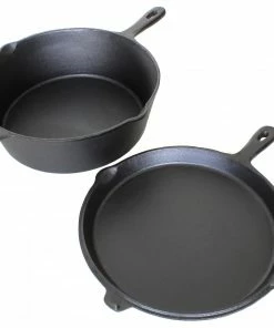 Cajun Classic Seasoned Cast Iron Chicken Fryer With Cast Iron Deer Skillet Lid Cast Iron Cookware