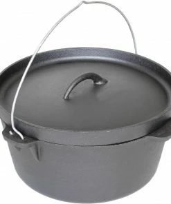 Cajun Classic Seasoned Camp Dutch Oven W/ Biscuit Lid - 16 Qt
