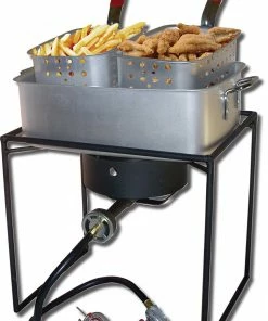 King Kooker Fish Fryers Double Basket Square Fish Fryer Pot Outdoor Cooking Kit