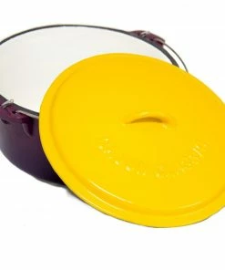 Cajun Classic Cast Iron Cookware Enamel Coated Purple & Gold Dutch Oven - 6 Quart