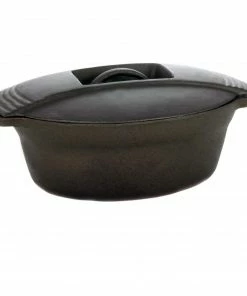 Cast Iron Cookware Cajun Classic Oval Seasoned Cast Iron Casserole Pot - 4 Quart