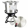 Cajun Outdoor Cooking High Pressure Propane Burner And 24 QT Aluminum Steamer Pot Bundle Stainless Pot Steamers